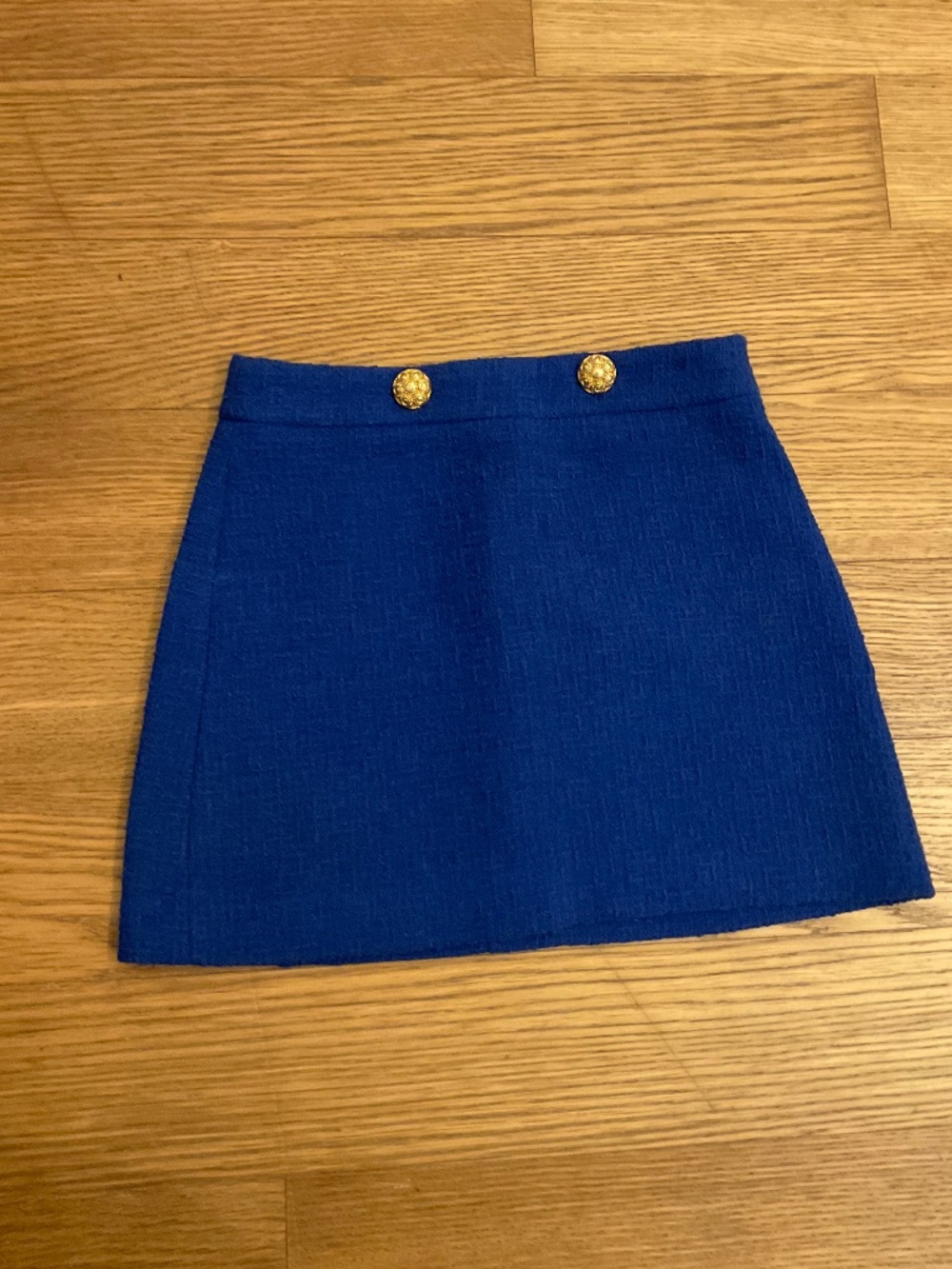 Zara bright blue tweed short skirt